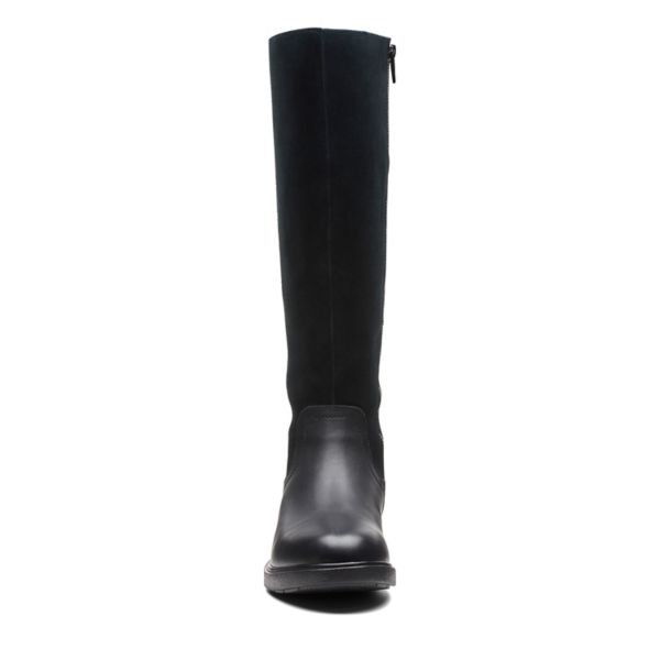 Clarks Womens Un Elda Hi Knee High Boots Black | UK-9602587